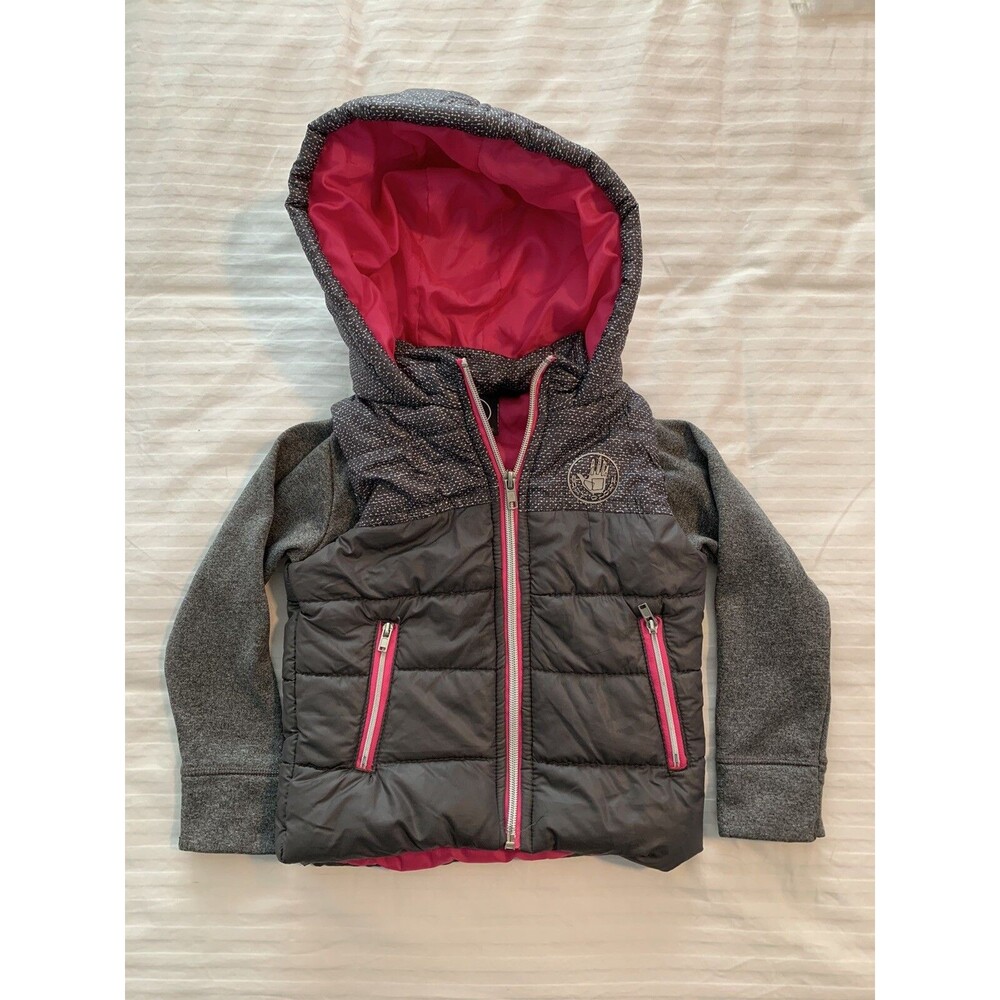 Body Glove Girls Puffer Jacket/Coat With Hood 3T Pink/Gray